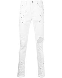 Purple Brand paint-splatter skinny jeans - White