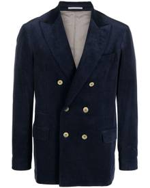 Brunello Cucinelli double-breasted velvet blazer - Blue