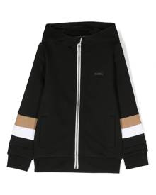 BOSS Kidswear logo-print hooded cardigan - Black