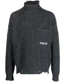 Marni distressed-finish cable-knit jumper - Grey