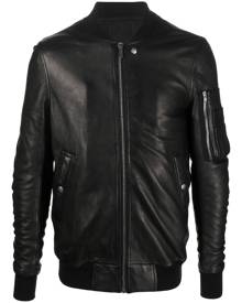 Rick Owens leather zip-up bomber jacket - Black