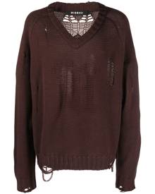 MISBHV distressed-effect wool-blend jumper - Brown