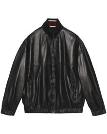 Gucci leather bomber jacket - Black