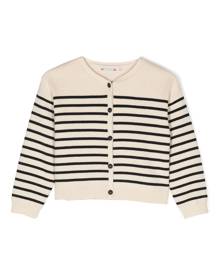 Bonpoint stripe-print merino-cotton blend cardigan - White