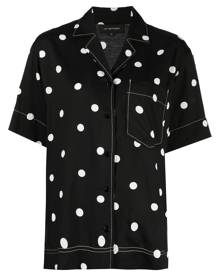 Lee Mathews Olive SS polka dot-print shirt - Black