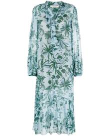 Dorothee Schumacher botanical-print ruffled midi dress - Blue