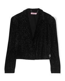 Miss Blumarine lurex-threading cropped blazer - Black