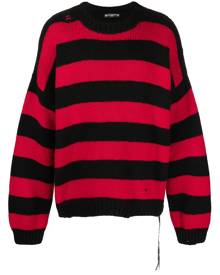 Mastermind Japan distressed hand-knit cashmere jumper - Red