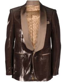 Roberto Cavalli metallic-sheen single-breasted blazer - Brown