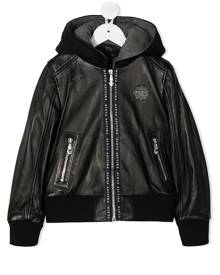 Philipp Plein Junior Institutional hooded bomber jacket - Black