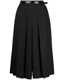 Juun.J box-pleated belted midi skirt - Black