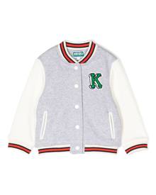 Kenzo Kids logo-patch stripe-detail bomber jacket - Grey