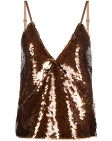 Federica Tosi sequin-embellished V-neck tank top - Brown