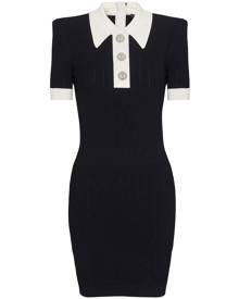 Balmain ribbed-knit polo minidress - Black