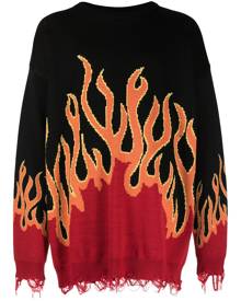 Haculla distressed intarsia-knit flame jumper - Black
