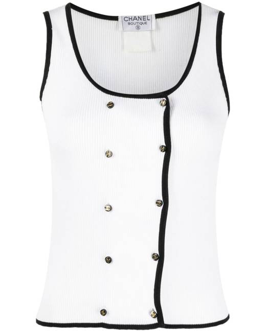 CHANEL Pre-Owned 1990s CC Cropped Tank Top - Farfetch