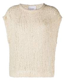 Nude crew-neck sleeveless knitted top - Neutrals