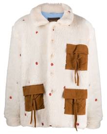 SIEDRES faux-fur floral-embroidery jacket - Neutrals