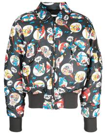 Moschino graphic-print bomber jacket - Grey