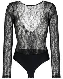 PINKO Chantilly lace long-sleeve bodysuit - Black