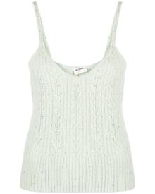 Blugirl sequin-embellished cable-knit cami top - Green