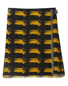 Burberry animal-print frayed-edge straight skirt - Black