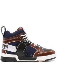 Moschino panelled leather hi-top sneakers - Brown