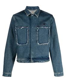 MM6 Maison Margiela spread-collar distressed denim jacket - Blue