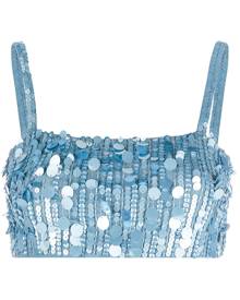 P.A.R.O.S.H. sequin-embellished cropped top - Blue