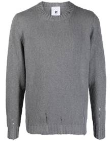 PT Torino distressed-effect ribbed jumper - Grey