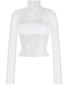 MSGM layered semi-sheer tulle blouse - White