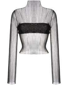 MSGM layered semi-sheer tulle blouse - Black