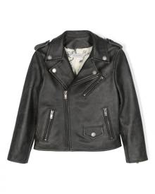 Golden Goose Kids distressed-leather biker jacket - Black