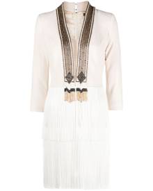Elisabetta Franchi embroidered fringed minidress - Neutrals Elisabetta Franchi embroidered fringed minidress - Neutrals