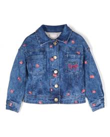 Monnalisa floral-embroidery denim jacket - Blue