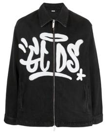 Gcds grafitti-print cotton denim jacket - Black