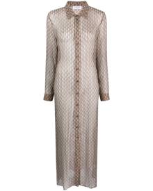 Marine Serre Moon Diamant silk shirt dress - Neutrals