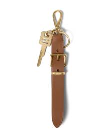 Miu Miu logo-engraved leather keyring - Brown