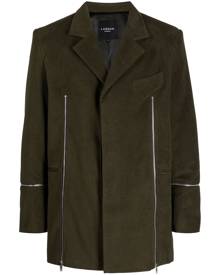 Labrum London zip-detail suede blazer - Green