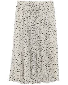 Saint Laurent polka dot-print pleated silk skirt - White