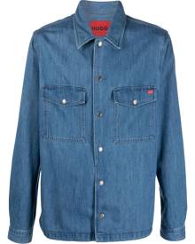 HUGO logo print denim jacket - Blue