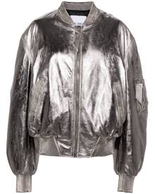 The Attico Anja metallic leather bomber jacket - Silver