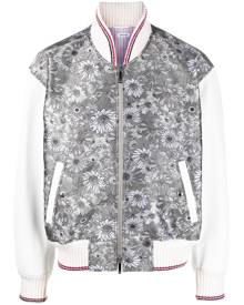 Thom Browne floral-jacquard bomber jacket - Grey