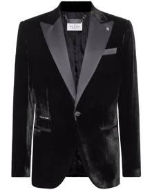 Philipp Plein single-breasted velvet blazer - Black