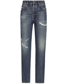 Dolce & Gabbana ripped-detail boyfriend-fit jeans - Blue