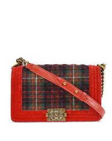 CHANEL Pre-Owned 2014 Boy Chanel tartan shoulder bag - Red