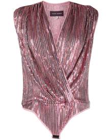 Talbot Runhof Bayadere sequin sleeveless bodysuit - Pink