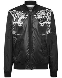 Plein Sport tiger-print zipped bomber jacket - Black