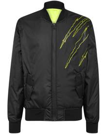 Plein Sport logo-print zipped bomber jacket - Black