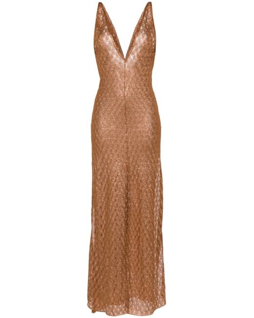 Topshop sheer metallic knit beach dress in rose gold